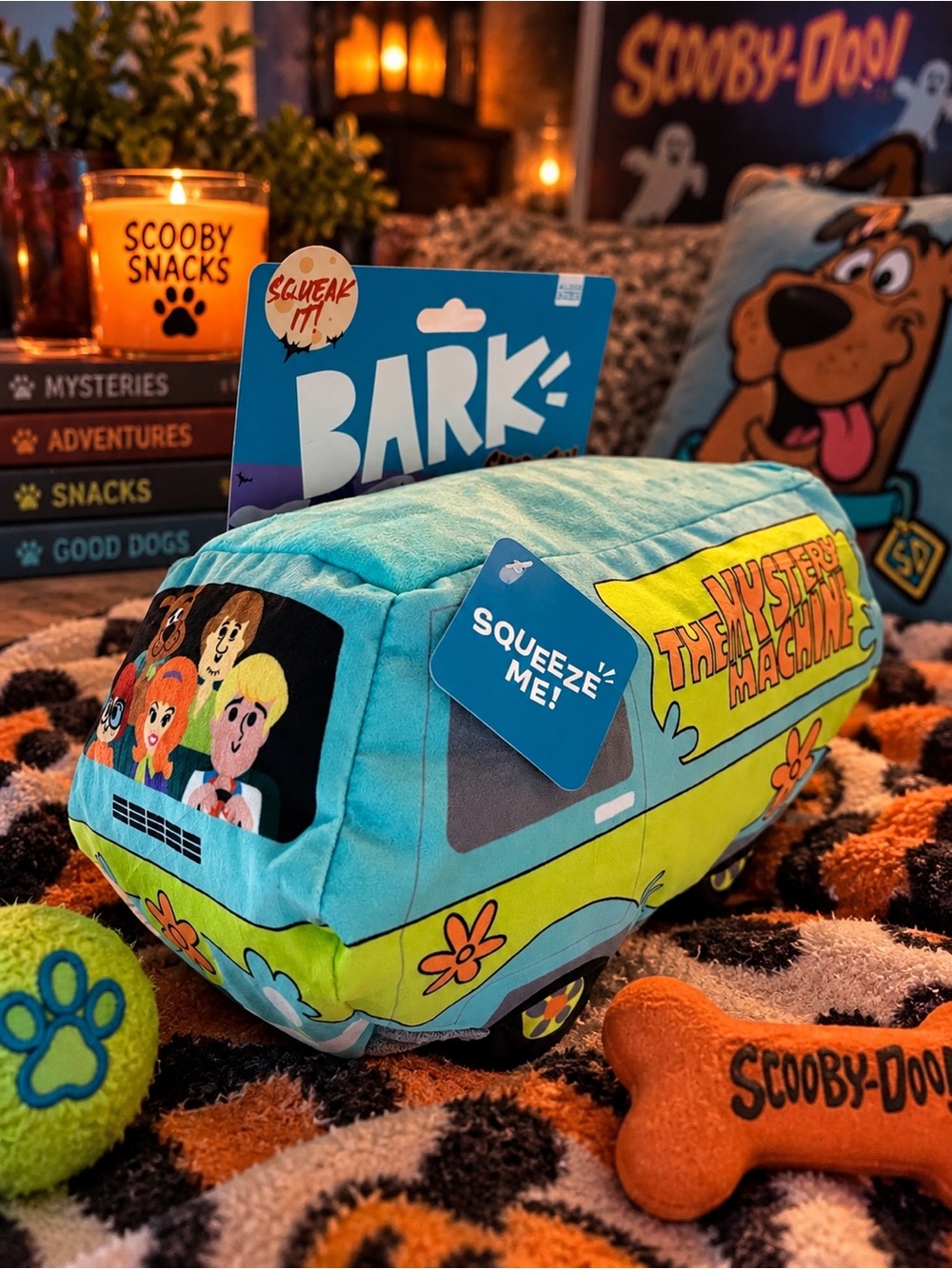 Bark 🐾 Teal and Yellow Scooby-Doo Mystery Machine Plush Dog  Toy